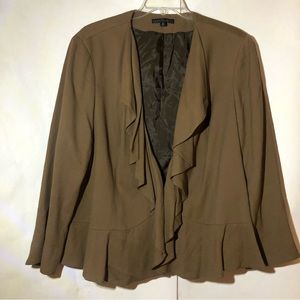 Lafayette 148 New York Brown Blazer with Ruffled Collar, size 24.